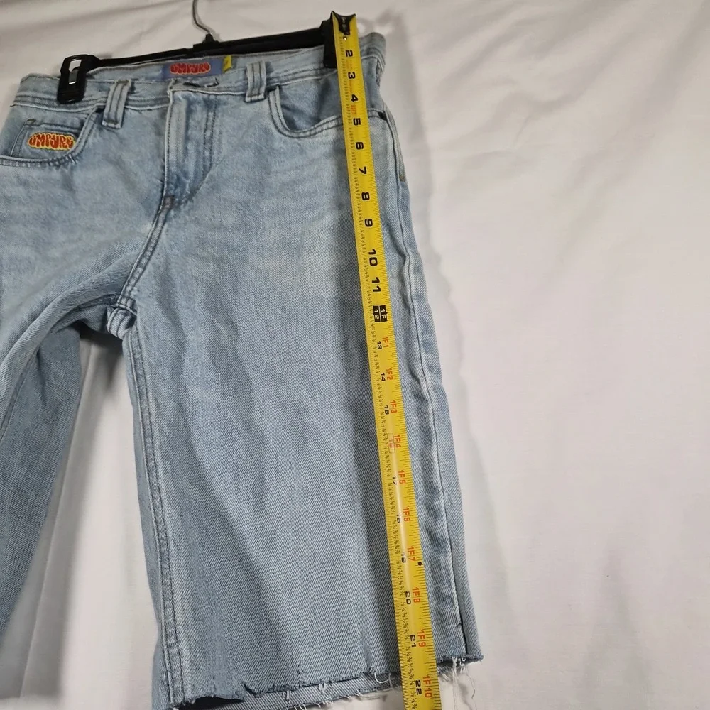 Empyre Denim Jorts Shorts Mens 27 Light Wash Baggy Y2K Skater Streetwear Raw Hem